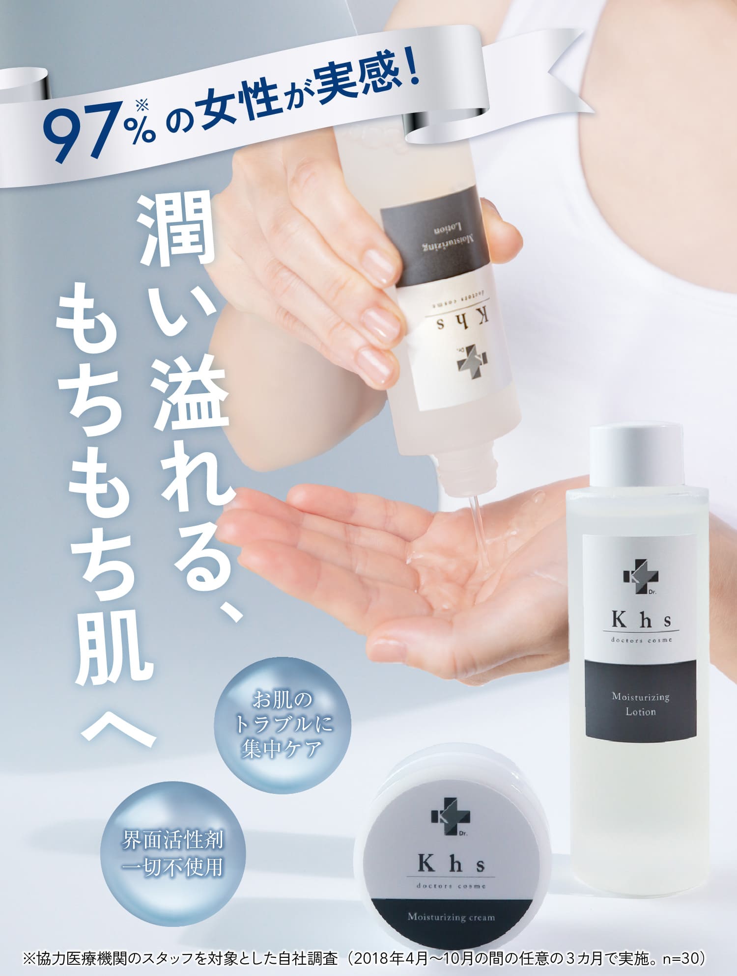 97%※の女性が実感！潤い溢れる、もちもち肌へ